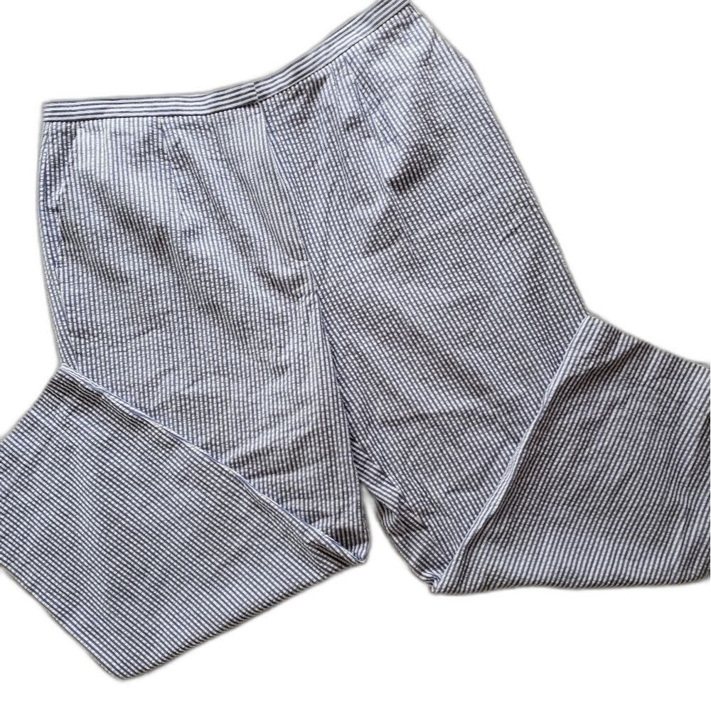 Talbots Seersucker Crop Pant 100% Cotton Size 18 Capri Classic Coastal Grandma